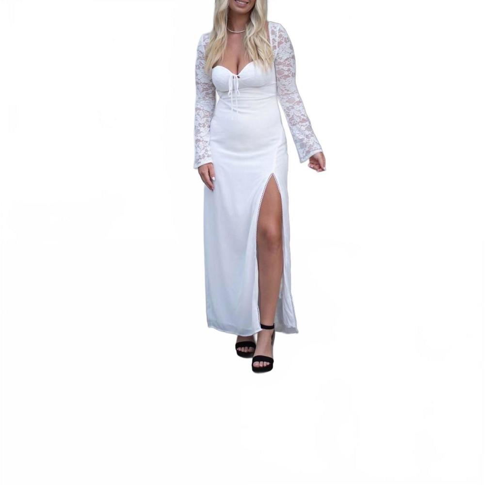 NEW ENDLESS BLU. women's lola lace maxi dress in ivory